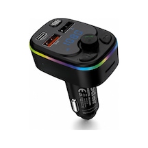 Bluetooth 5.3 Fm Transmitter Pd 20w Şarj Cihazlı Led Ekranlı Rgb Aydınlatmalı Siyah Nd1100