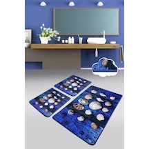 Sea Shell 3 Lü Set Banyo Halısı Paspas Yıkanabilir Çok Renkli
