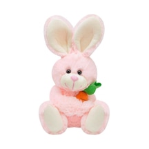 Sevimli Havuç Tutan Tavşan Peluş Oyuncak PEMBE