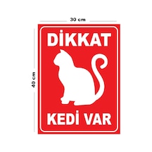 Metal Dikkat Kedi Var 30cm X 40cm A3 Büyüklüğünde Uyarı Levhası Yönlendirme Tabelası