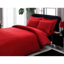 Taç Premium Basic Stripe King Size Çk Nevresim Takımı Kırmızı