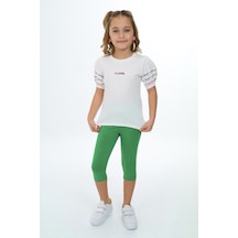 Toontoy Kız Çocuk Nakışlı Kaprili Takım Ekru