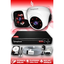 Bayicam 2 Kameralı Panda 1 İç Kamera Set 2 TB HDD Full HD Gece Görüşlü Güvenlik Kamerası Sistemi
