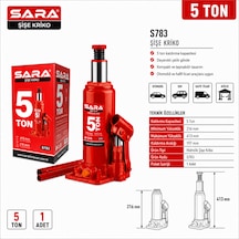 Sara S783 5 Ton Hidrolik Şişe Kriko Ağır Hizmet Araç Krikosu 216-413 Mm