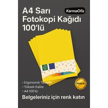 Sarı Renk A4 Fotokopi Kağıdı 100'lü Yüksek Kalite