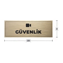 Güvenlik Yazılı - Metal - Gold Renk - Kapı İsimliği - 20x7 Cm