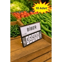 10 Adet - Fiyat Kasetlik Manav Kasap Şarküteri Etiketi Rakamlı Fiyatlık Ayaklı Büyük Boy 123x84 Mm Siyah