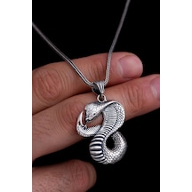 Erkek Gümüş Kolye - Kobra Yılanı Figürlü Gümüş Model 2 Erkek Kolye