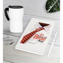 Kişiye Özel İlk Babalar Günün Kutlu Olsun Beyaz Defter Kalem Term