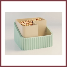 Storeşahin 3d Baskı Fıstık Kasesi - Çift Hazneli Kabuk Ayırıcı Sunum Kasesi - Mint Bej Shn0720