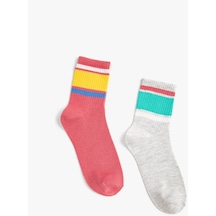 Koton 2'li Soket Çorap Seti Renk Bloklu Multıcolor 3wak80443aa 3WAK80443AAMIX