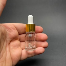 Şeffaf Cam Damlalıklı Şişe Gold Metalik Kapak  5 ML
