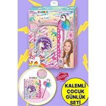 Tokidas Secret Lock Journal & Pom Pom Pen - Unicorn Temalı Gizli Kilitli Pom Pom Kalemli Günlük T108un