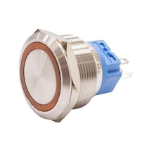 Motorobit 25B-P1-E 25Mm Düz Yaylı Işıklı Metal Buton - Sarı