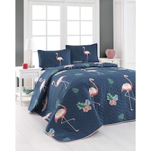 Tr Flamingo Nevresim Takımı, Tam/çift Kişilik Yatak Örtüsü/pike Seti, Yatak Takımı, Koyu Mavi Tam/çift Kişil Diğer