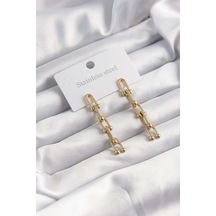 316l Çelik Altın Renk Sallantılı Model Küpe Çok Renkli 316l Çelik Altın Renk Sallantılı Model Küpe Çok Renkli