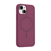 Apple iPhone Uyumlu 15 Azus Magsafe Kapak - Bordo