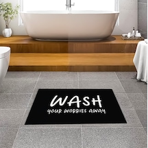 Evaşk Banyo Paspası İpeksi Kadifemsi Halı Yüzey Kaymaz Taban 40x60 BM03740S Siyah