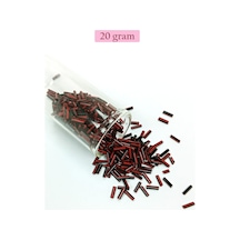 Uzun Boru Kesme Boncuk Çap 2mm Uzunluk 10 Mm - 20 Gram - Kırmızı Siyah - Bnc252