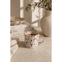 Kahverengi Benekli Seramik Kupa Kahve Çay Süt Ve Bitki Çayı Kupası Büyük Kulplu Mug Bardak Kahverengi - 915654732 Kahverengi
