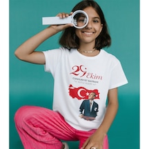 Alpşan Ticaret 29 Ekim Cumhuriyet Bayramı Tişört 29 Ekim T-shirt 102. Yıl Unisex Çocuk Yetişkin Beyaz Tişört Beyaz