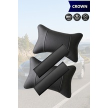 Crown Uyumlu Lüks Deri Yastık Siyah Deri Kemer Koruyucu Set