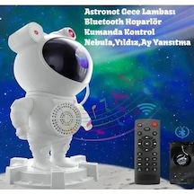 Astronot Robot Tasarım Bluetooth Hoparlörlü Gökyüzü Gece Lambası Beyaz