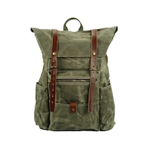 Diwu Retro Mumlu Kanvas Deri Büyük Outdoor Sırt Çantası Yeşil Çok Renkli