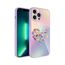 Apple Uyumlu iPhone 12 Pro Kılıf Kamera Korumalı Bulut Desenli Renkli Sert Parlak Silikon Kapak Epoksi