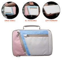 Microcase Samsung Uyumlu Galaxy Tab S11 11 İnch Tablet İçin Omuz Askılı El Tutacaklı Universal Sleeve Taşıma Çantası Al4346 Pembe Mavi Krem Lazer