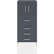 Hyperion Dolap Tek Raflı 4 Çekmeceli 2 Kapaklı 60x44x134 Antr... Antrasit