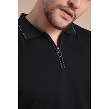 Ferraro Siyah Polo Yaka Fermuarlı Erkek Pamuk Triko T-Shirt-Siyah (417942930) Siyah