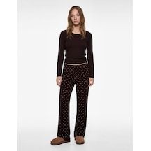Koton Baskı Detaylı Viskon 2'li Pijama Takımı Kahverengi Desenli 6wlk40187mk Kahverengi