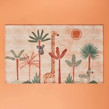Safari Kids Hayvan Baskılı%100 Polyester Kilim, Somon, 80x150 Cm