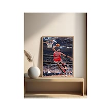 Poster Michael Jordan Ahşap Çerçeveli Basketbol Tablo Çok Renkli - 869074497 Çok Renkli