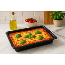 Tr Cook-lab Siyah Emaye Fırın Tepsisi 37x26cm Dikdörtgen İç Ve Dış Yüzeyi Zindeliklı Emaye Kaliteli Genel