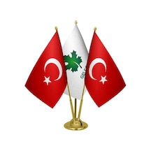 Masa Üstü Gelecek Partisi Bayrağı Türk Bayrağı Üçlü Pirinç Direk