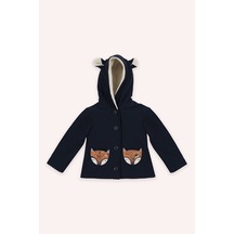 Kız Bebek Nakış Detaylı Kapüşonlu Lacivert Ceket 5652858 2421GB22005