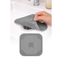 Su Geçiren Lavabo Gider Filtresi Silikon Saç Yakalayıcı Kare Banyo Duş Gider Süzgeci 14.5 Cm