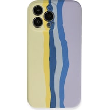 Apple İphone 13 Pro Kılıf Ebruli Lansman Silikon - Sarı-lila 0.2M-Çok Renkli