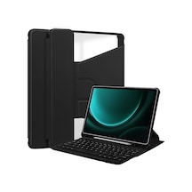 Samsung Galaxy Tab S9 Fe Plus Kılıf, Bluetooth Klavye Ve Döndürülebilir Stand İle Siyah Uyumlu
