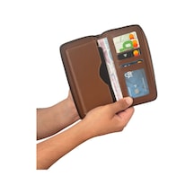 Premium Serisi Lüks Deri Özel Üretim Dikey Telefon Bölmeli Fermuarlı Erkek Cüzdanı Çok Renkli