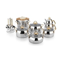 Öz Life Ceylin Gold 18 Parça Çelik Tencere Seti