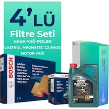 Bosch Peugeot 208 1.2 Benzin Filtre Bakım Seti Castrol Motor Yağlı (2012-2018) 4 Lü