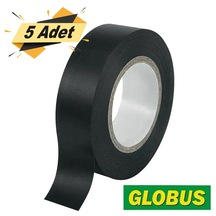 Globus Elektrikçi Bandı Siyah İzole Elektirik Bant Bandı 9 Mt 5Ad N11.173
