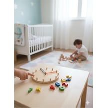 Montessori Odaklı Ahşap Eğitici Saat Öğretici Çocuklar İçin Zaman Kavramı Geliştirici Oyun Seti