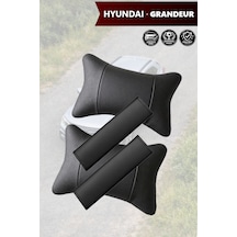 Hyundai Grandeur Uyumlu Set Siyah Deri Yastık Lüks Deri Kemer Koruyucu