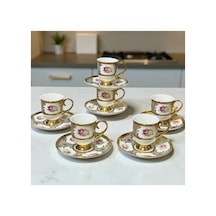 Çilingir Züccciye Porselen 6 Kişilik Kahve Fincan Takımı Gold