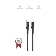 Delux Serisi Aksesuar Teknoloji Şarj Kablosu Type-c To Lightning 3.0a Data Kablo Ap210 Siyah