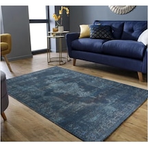 Blues Şönil Vintage Desenli Dokuma Taban Dekoratif Halı Kilim Yolluk Dijital Baskı Halı Yıkanabilir